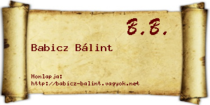 Babicz Bálint névjegykártya
