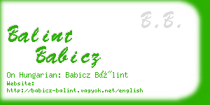 balint babicz business card